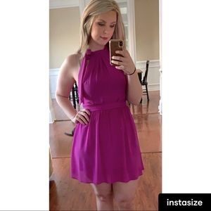 She + Sky purple dress with tie neck